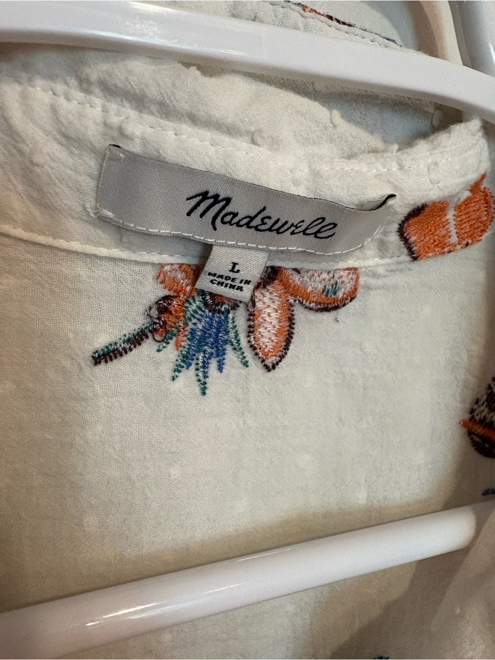 Madewell Women’s White Floral Hawaiian Cotton button-Up Shirt size large - Picture 3 of 4